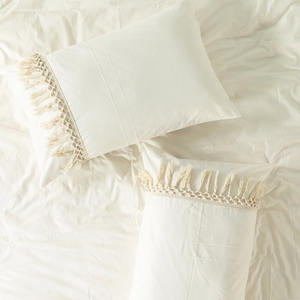 Ensemble de literie classique en pur coton 3 pièces Motif uni Housses de couette Deux taies d'oreiller 300 fils/cm² pour la maison Hôtel Mariage - Product Image 4