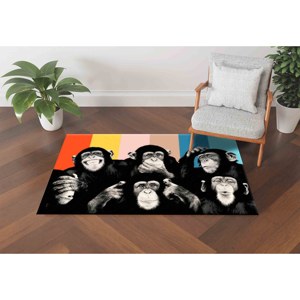 <b>Abstract</b> Monkey Wise Monkeys Printed Rug - Trendy <b>Animal</b> <b>Art</b>,Chenille Rug - Product Image 1