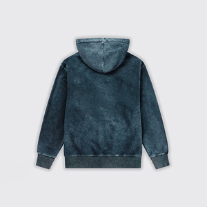 Acid Washed Oversized Embroidered Cropped Hoodies Ripped <b>Black</b> Distressed Applique Boxy Fit Pullover 100% Cotton <b>Men</b> - Product Image 4