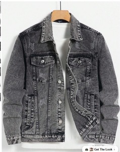 แจ็คเก็ตยีนส์วินเทจของผู้ชายเสื้อนอกลำลองทรงหลวมดีไซน์ปกคอเสื้อกระดุมแถวเดียวมีกระเป๋าอเนกประสงค์ - Product Image 2