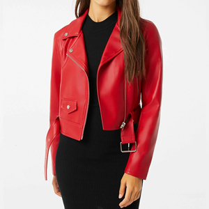 Chaqueta Bomber de Cuero de Alta Calidad para Mujer, Estilo Casual Ajustado de Invierno, Cuello Alto, Cremallera, Bolsillos Laterales, Cuero de Becerro Tejido - Product Image 3