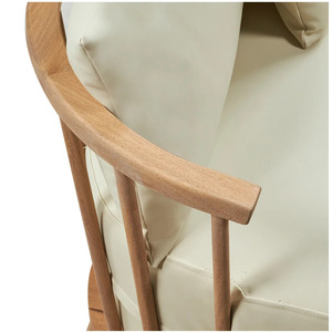 Canapé 2 places en teck avec assise et dossier moelleux, finition couleur bois naturel, pour usage intérieur - Product Image 6
