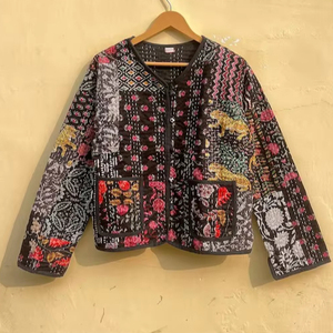 Chắp Vá Có Thể Đảo Ngược Bông Bông Áo Khoác Bohemian Khối In Áo Khoác Mùa Đông Cho Phụ Nữ Trọng Lượng Nhẹ Phong Cách Quà Tặng Cho Cô - Product Image 5