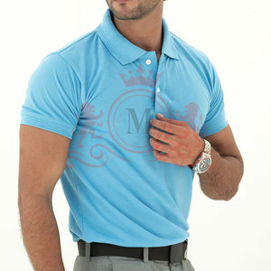 Stylish Daily Clothing Sky Blue Polo Shirt Comfortable Breathable Fabric <b>Classic</b> Fit Short Sleeve - Product Image 2