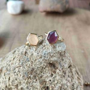 Bijoux en argent de haute qualité hexagone 13x10mm bague en pierres précieuses classique à la mode mariage Style chic fabriqué en inde cadeau pour les femmes - Product Image 3