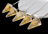 Péndulo de Radiestesia de Cuarzo Natural Transparente Personalizado, Cristal Espiritual Pulido, Hecho a Mano, de Alta Calidad, Reiki Hindú para Sanación