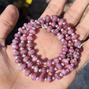 Pink Tourmaline Sterling Silver 8mm Rondelle Bead Jewelry <b>October</b> <b>Birthstone</b> Wedding Gift Natural Pink Gemstone Choker Romantic - Product Image 1