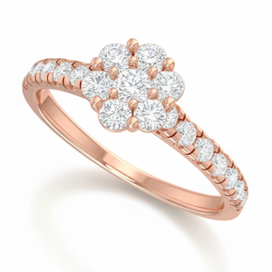 แหวนทอง 14K ประดับเพชรแท้ลายดอกไม้ สำหรับงานแต่งงาน งานเลี้ยงฉลองครบรอบ ของขวัญสุดโรแมนติก - Product Image 1