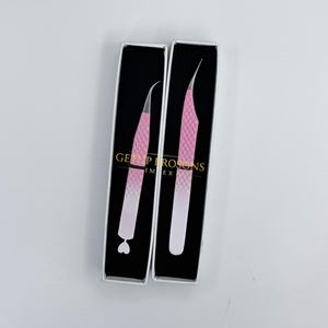 Pinzas para Extensión de Pestañas de Acero Inoxidable, Pinzas de Aislamiento con Punta de Fibra, Recubrimiento en Polvo Rosa Blanco, Herramienta Profesional para Pestañas - Product Image 4