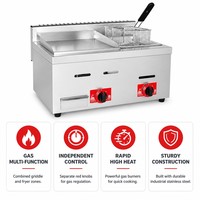 Grill-combiné à gaz professionnel de comptoir pour hamburgers, frites et restauration rapide – Équipement de cuisine