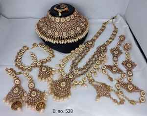 TRADITIONAL & FANCY ANTIQUE DESIGNER BRIDAL JEWELLERY GOLD PLATED <b>and</b> CZ ZIRCON BRIDAL WEDDING <b>NECKLACE</b> <b>SET</b> <b>and</b> FORWOMEN & GIRL - Product Image 3