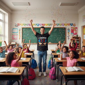 T-shirt con meme 'Sono sopravvissuto a 100 giorni di scuola' 67/33 Six Seven Hands per lo spirito scolastico o le celebrazioni di laurea - Product Image 3