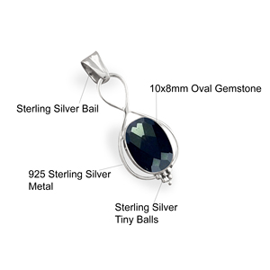 925 Sterling Silver Faceted Oval Green Amethyst Gemstone Collet Setting Designer Necklace Pendant Jewelry for Womens - Product Image 3