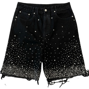 Shorts Vaqueros Personalizados de Alta Calidad con Pedrería, Acabado 100% Algodón, Duraderos, Transpirables y Cómodos para Uso Casual Unisex - Product Image 1