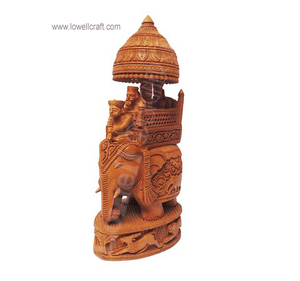 Parapluie sculpté en bois Ambari Elephant Figurine d'éléphant royal artisanale avec Howdah et parapluie traditionnel - Product Image 6
