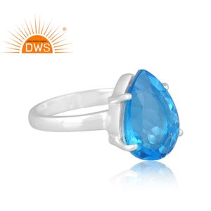Meilleure vente Doublet en argent sterling fin Topaze bleue suisse Bague empilable en quartz Bijoux personnalisés pour femmes Cadeau pour elle - Product Image 2