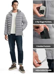 Blouson aviateur en laine léger de haute qualité pour hommes hiver capuche pliable coupe-vent manteau bouffant chaud en plein air voyage col montant - Product Image 4