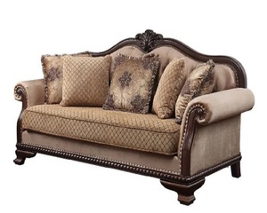 Conjunto de sofás de madera marrón oscuro para sala de estar, conjunto de sofás para oficina y salón de madera teca, 3 asientos - Product Image 4