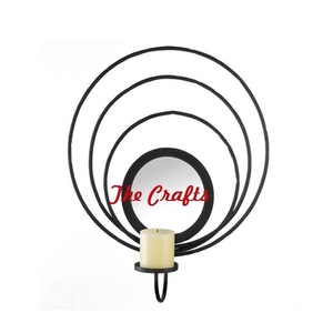 Porte-bougie mural en fer noir, design unique, porte-bougie décoratif avec cheminée en verre, best-seller - Product Image 5