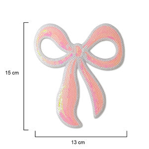 Exquisito Parche de Lentejuelas con Lazo Rosa para Ropa y Bolsos - Product Image 2