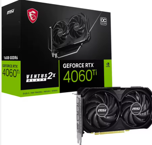 Carte graphique de jeu MSI Industrial GeForce RTX 4060 VENTUS 2X Black 8G OC pour ordinateur de bureau, garantie de 3 ans - Product Image 1