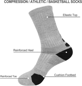 Chaussettes de basket-ball unisexes avec logo personnalisé, respirantes, à compression, pour l'entraînement, la salle de sport, la course à pied, vente en gros, OEM, ODM - Product Image 3