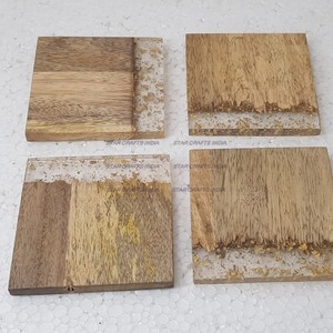 Posavasos de resina epoxi y madera de acacia cuadrada de diseño moderno recién llegado, los mejores posavasos para oficina y hogar de SCI - Product Image 3