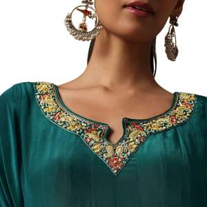 Kurta Palazzo ชุดปักลายนกเป็ดน้ำมีกระจกชุดทำงานชุดตามสั่ง - Product Image 4