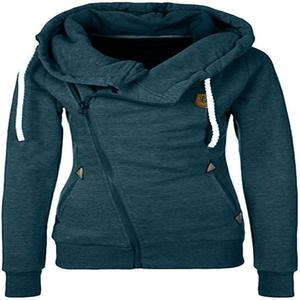 Sudadera con Capucha de Alta Calidad para Mujer, con Cordón Ajustable, Cierre de Cremallera, Manga Larga y Corte Clásico, Color Personalizado, Teñido Liso y Grueso - Product Image 1