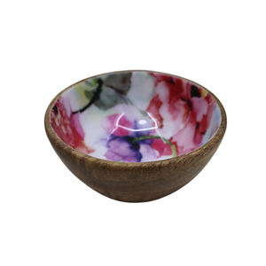 Bol de service de nourriture de forme ronde en bois de conception à la mode émail fini pour la cuisine et les aliments de table et les collations bols de service - Product Image 2