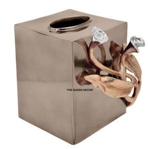 Caja de pañuelos decorativa de forma cuadrada hecha a mano de diseño clásico soporte de pañuelos pulido brillante de Metal de acero inoxidable - Product Image 5