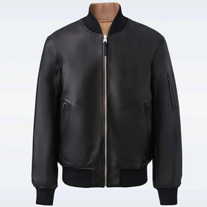 Chaqueta Bomber de Cuero Genuino para Hombre, Ropa Casual, Chaquetas de Cuero, Chaqueta Bomber de Moda, Ropa Exterior de Motociclista, Chaquetas de Cuero para Hombre - Product Image 1