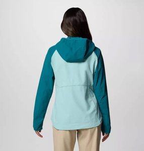 Vente en gros Veste softshell à capuche de couleurs unies pour femmes bleues Vestes softshell à manches longues coupe-vent pour la course à pied en plein air pour femmes - Product Image 3