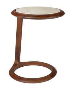 Mesa auxiliar en forma de C de madera de mármol de lujo diseño minimalista moderno ecológico para sala de estar dormitorio sofá mesa de centro Hotel - Product Image 1