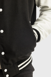 Laine Manches Veste Unisexe Vie Letterman Coupe-Vent Université Travail Baseball Basketball Bomber Varsity Stand Collar Front Logo - Product Image 4