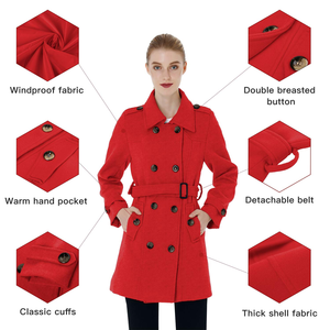 Best-seller - Trench-coat en cachemire double face avec ceinture - Manteau long en laine de couleur unie pour femmes - Product Image 4