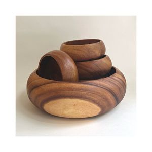 Bol de service en bois artisanat bol à fruits secs vaisselle dessus de Table serveur à salade petit bol en bois à vendre décoration de mariage - Product Image 4