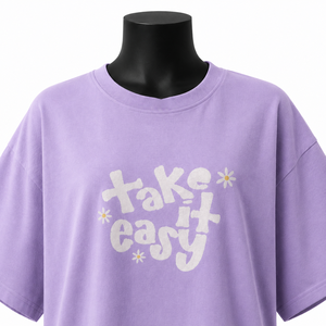 Camiseta Morada Oversize para Mujer, de Algodón, Casual, Holgada, Cuello Redondo, Manga Corta, Estampada, para Verano - Product Image 6