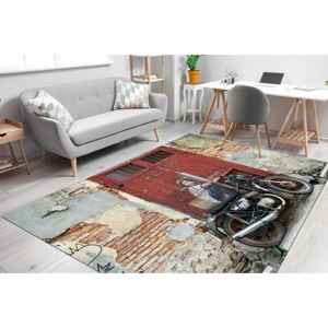 Alfombra de Lana con Estampado de Grafiti de Niño en Bicicleta, Alfombra de Retazos Abstracta con Respaldo de Látex, Alfombra Versátil para Decoración del Hogar, Alfombra Goblen - Product Image 1