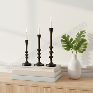 2026 vente chaude rétro noir aluminium bougeoir coupe-vent Table à manger bougeoir décoration pour la décoration intérieure - Product Image 3