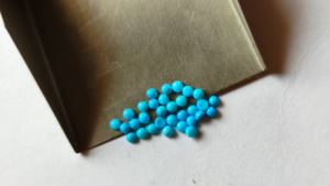 หินควอทซ์สีฟ้าเรียบทรงกลมขนาด3มม. พลอยอินเดีย - Product Image 5