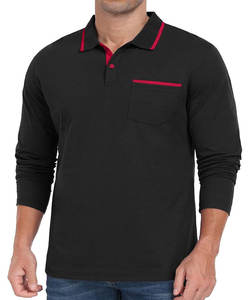 Cuello de golf de manga corta de algodón clásico para hombre para camiseta de polo Estampado informal con bolsillo Casual Clásico para camisas de hombre - Product Image 1