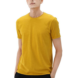 Camisetas de Hombre de Color Amarillo con Nuevo Diseño, Logotipo Personalizado, Manga Corta, Corte Ajustado, Ropa Deportiva, Camisetas de Hombre con Logotipo Personalizado OEM - Product Image 1