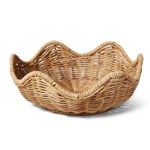 Panier en rotin en forme de vague fait main unique pour style de table et bol décoratif d'affichage de fruits ou de pain - Product Image 1