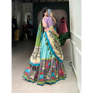 เลเฮงก้าโชลีผ้าไหมแบบทัสซาร์สำหรับปาร์ตี้ฤดูหนาว - Product Image 1