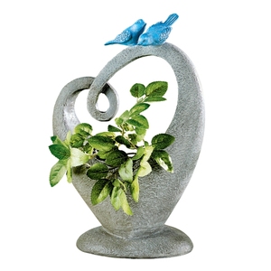 Artesanía de Metal escultura de jardín vacaciones decoración de Navidad hecho a mano corazón sólido con pájaros sentados estatuilla esculpida decoración del hogar - Product Image 3