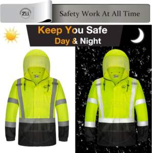 <b>Hi</b> <b>Vis</b> Reflective Anti-Static Flame-Retardant Winter Workwear <b>Jacket</b> Breathable Cotton Fleece Safety Clothing ANSI Class 1 LED - Product Image 5