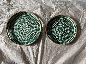 Plateaux de service à thé en marbre exquis avec incrustation de nacre Design rond de luxe pour la décoration intérieure Hôtels et restaurants arabes - Product Image 6