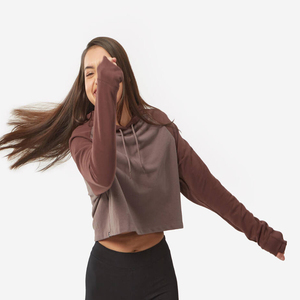 เสื้อมีฮู้ดแบบสวมหัวมีซิปรูดซิปสำหรับผู้หญิงเสื้อครอปโลโก้ด้านหน้าสำหรับฤดูหนาวผ้าคอตตอนน้ำหนักเบา - Product Image 5