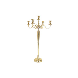 Highly Export Quality Vintage Metal Aluminum 5 Arm <b>Candelabra</b> Tall Size Candle Stand Gold Finished for Tabletop Decorations - Product Image 1